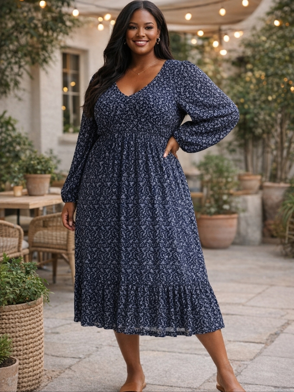 Shirred Midi Dress Nwts Floral Size Xl / 16 Lined Flowy Boho